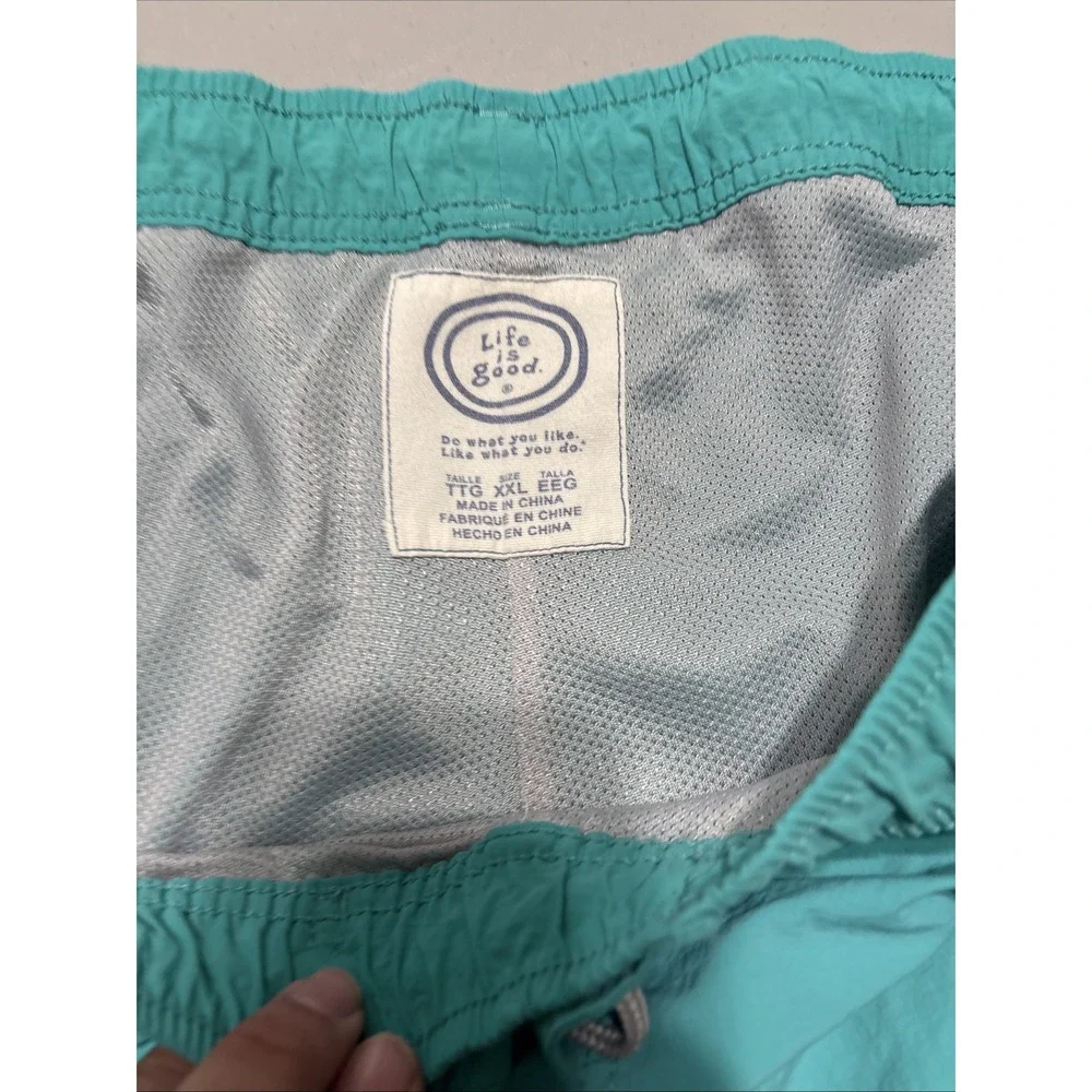 Life is Good Cargo Style Turquoise Board Shorts Lined Swim Trunks Men's XXL/TTG